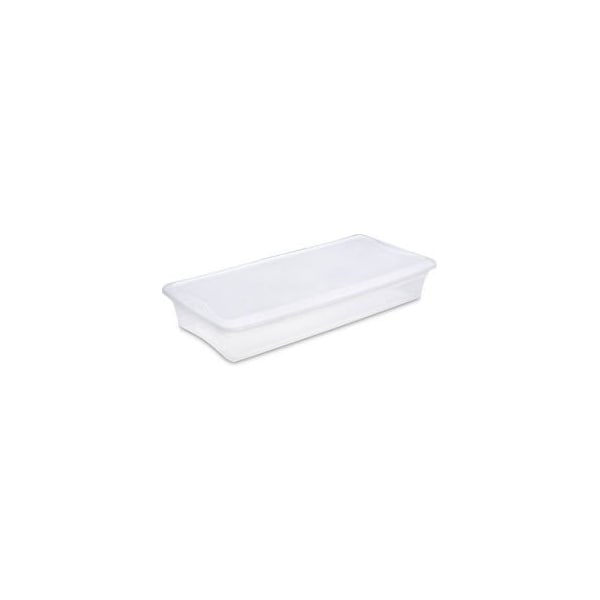 Sterilite Storage Tote W/ Lid, 10.25 gal, 34-7/8 in L x 16-5/8 in W x 6-1/8 in H, White, 6 PK 19608006 - main